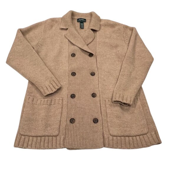 Lauren Ralph Lauren Camel Hair Wool Cardigan, Tan, S - Picture 7 of 11